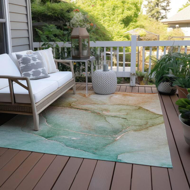 Hava Artistic Abstract Weather Resistant Timeless Fusion Outdoor Rug