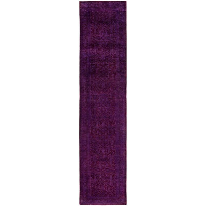 Overdyed One-of-a-Kind Hand-Knotted Area Rug - Purple - 2' 7" x 11' 4"