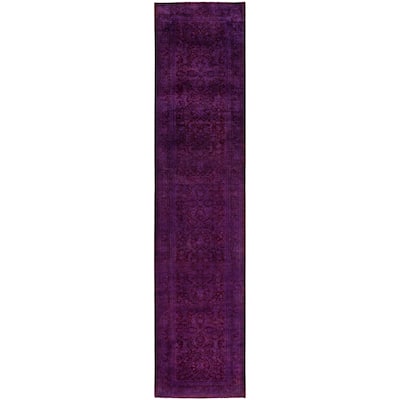 Overdyed One-of-a-Kind Hand-Knotted Area Rug - Purple - 2' 7" x 11' 4"