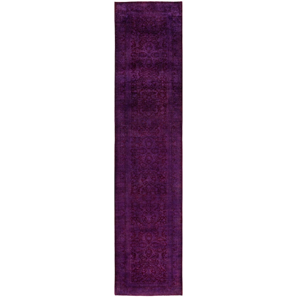 Overdyed One-of-a-Kind Hand-Knotted Area Rug - Purple - 2' 7" x 11' 4"