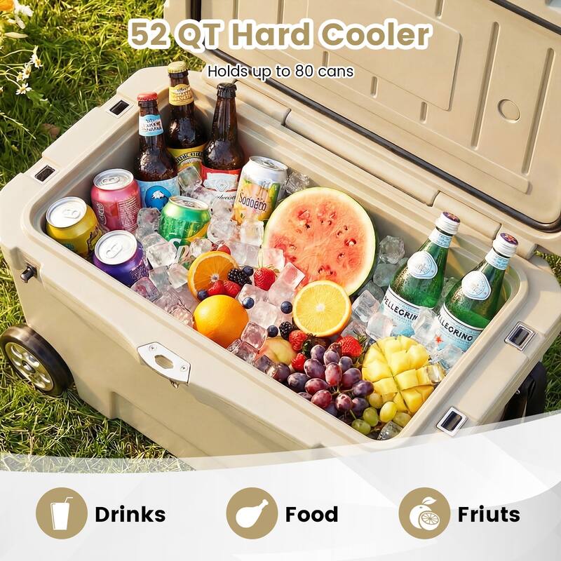 Gymax 52 Quart Portable Hard Cooler w/6-Day Ice Retention Pull Handle