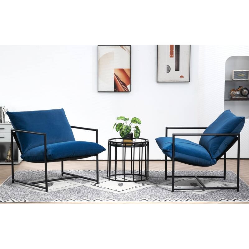 Modern Textured Velvet Sling Accent Chair