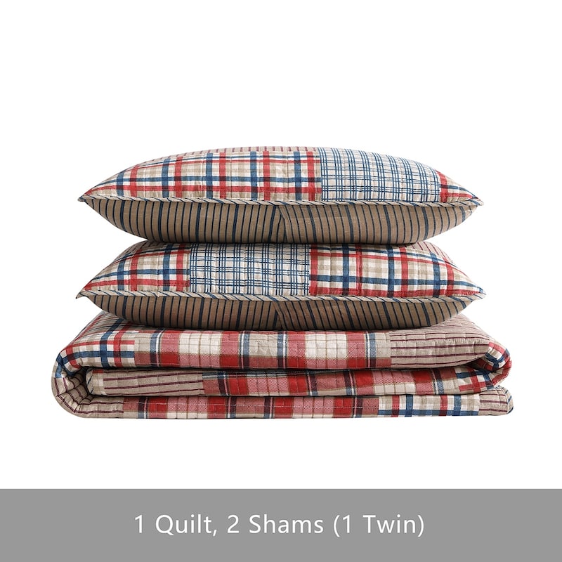 Eddie Bauer Hawthorne Brown Cotton Reversible Quilt Set