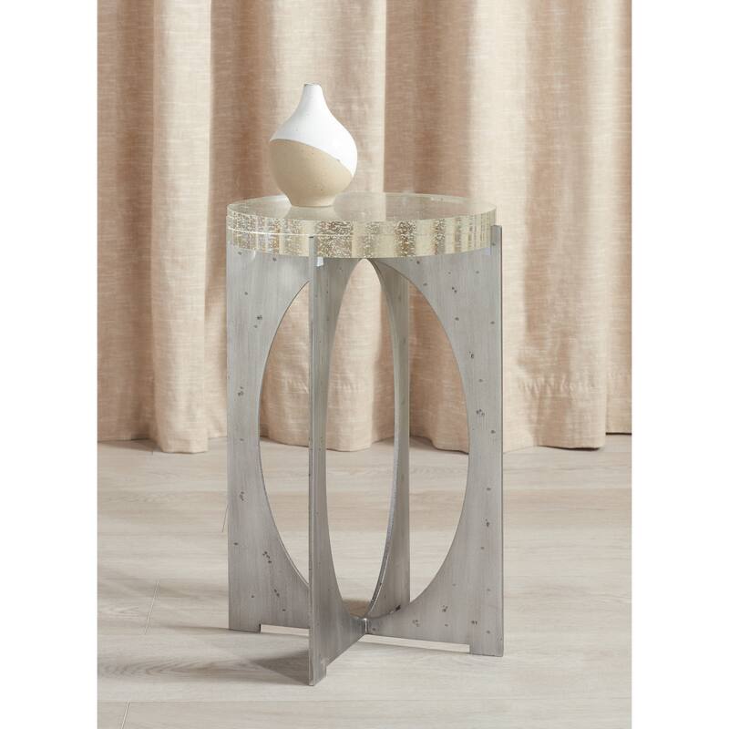SAFAVIEH Couture Hannamaria Bubble Glass Table - 13 IN W x 13 IN D x 20 IN H - Silver/Clear