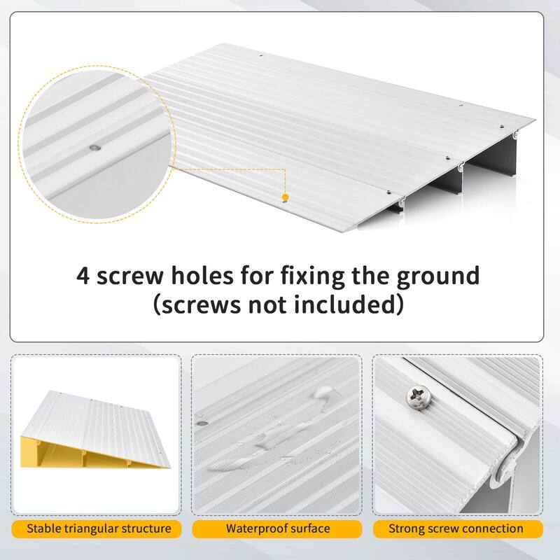Gymax 3'' Door Threshold Ramp Aluminum Adjustable Rise Entry Ramp for
