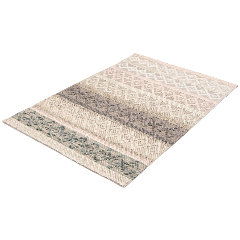 ECARPETGALLERY Braid weave Sienna Grey Wool Rug - 5'2 x 7'5