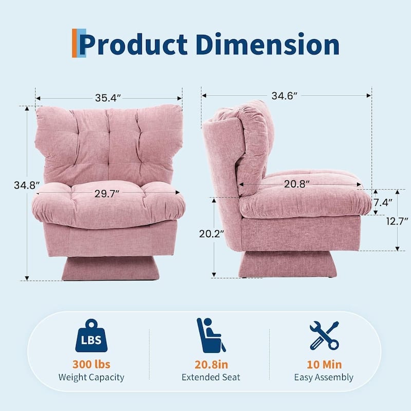 360° Swivel Modern Comfy Upholstered Accent Sofa Chair for Living Room, Bedroom