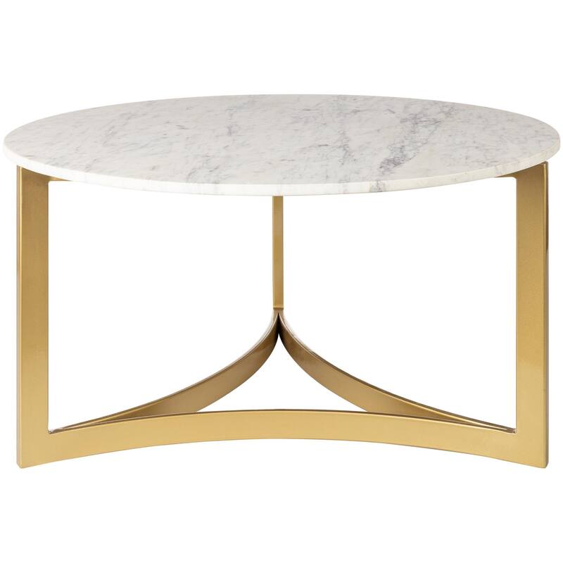 Annice Handcrafted Marble & Metal Wide Coffee Table - 17"H x 32"W x 32"D