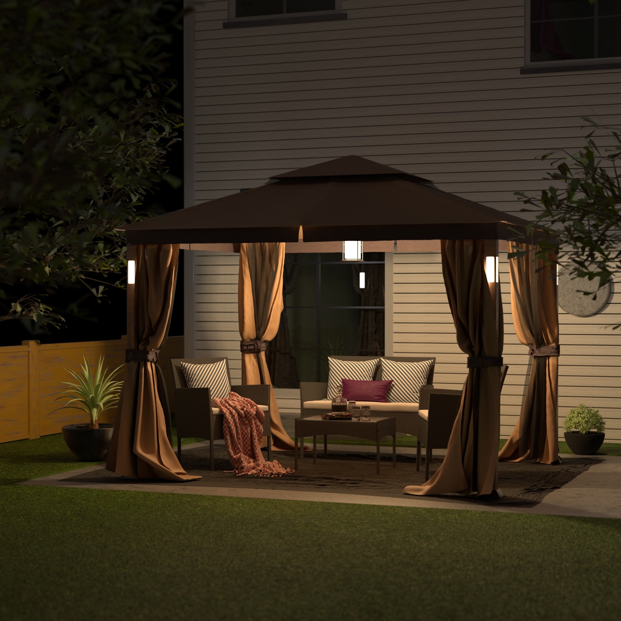 Skynd dig Tæt betalingsmiddel Luxurious 10x12 Gazebo with LEDs and Bluetooth Speakers - On Sale -  Overstock - 31633234