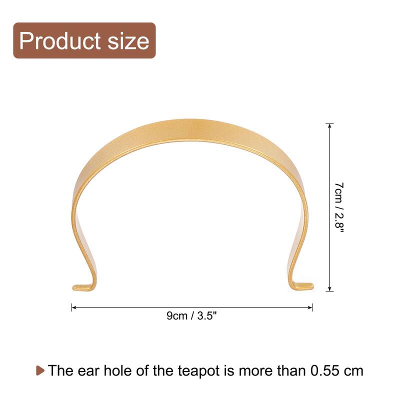 Metal Tea Pot Handle External Buckle Handle for Teapot, Gold - 2.8 - 3.5 Inch