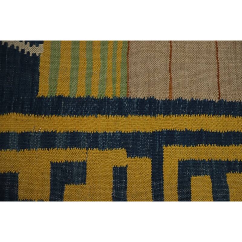 Hand Woven Oriental 100% Wool Carpet Southwestern Tribal Multi-Colored Kilim Area Rug - 6' 6'' X 4' 10''