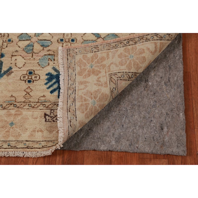 Hand Knotted Oriental 100% Wool Carpet Transitional All-Over Beige & Ivories Oushak Runner Rug - 9' 9'' X 2' 8''