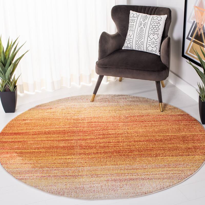 SAFAVIEH Adirondack Muzeyyen Ombre Distressed Rug - 6' Round - Orange/Red