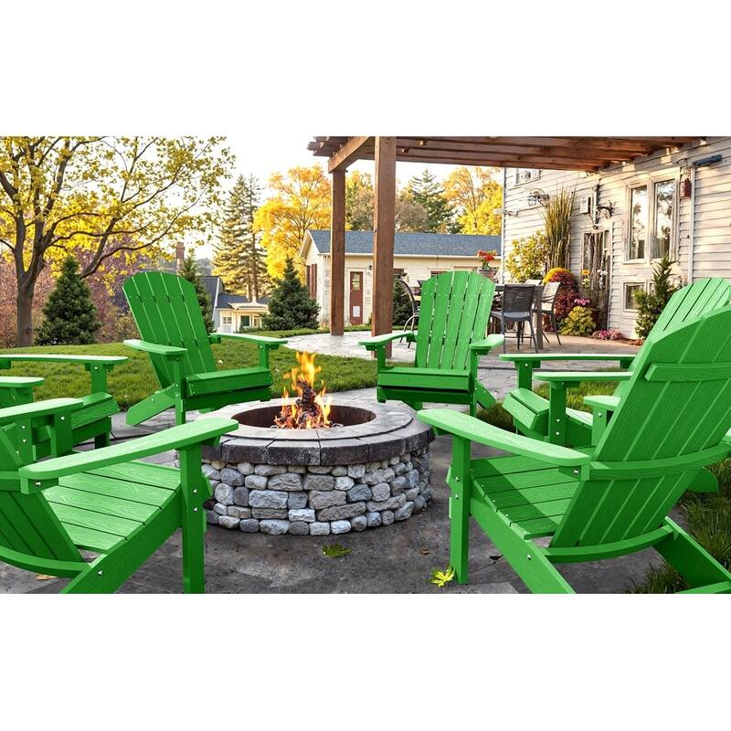WINSOON All Weather HIPS Outdoor Plastic Adirondack Chairs Set of 2