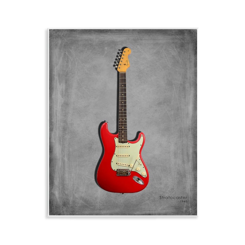 Stupell Classic Red Guitar on Grey Wall Plaque Art Design By Mark Rogan - 11 x 14