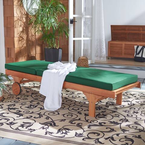 SAFAVIEH Outdoor Newport Chaise Lounge Chair with Side Table - 27.6" W x 78.7" L x 14.2" H