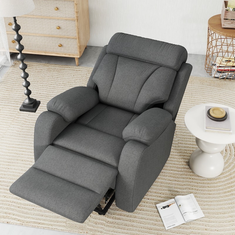 GDFStudio - Snowflake Velvet Power Lift Recliner with Remote Control