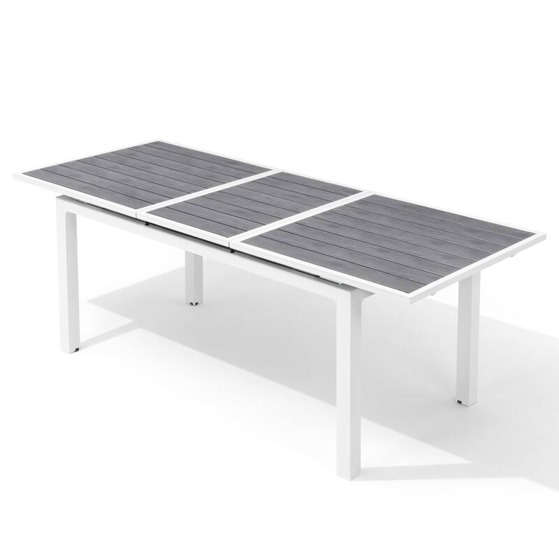 VredHom Outdoor Aluminum Dining Table 6-Person Patio Expandable Table - 83.1" / 63.2" (L) x 33.66" W x 30.51" H - Grey