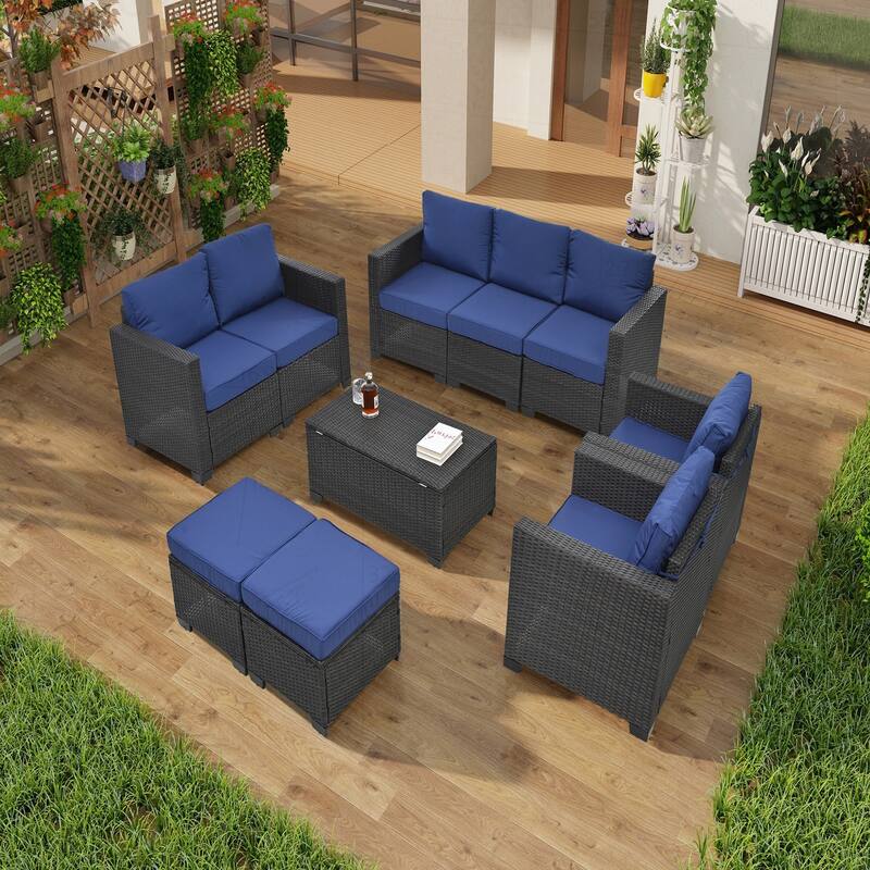 Outstanding Outdoor Patio Furniture Set with Multiple Comforts - Dark Blue