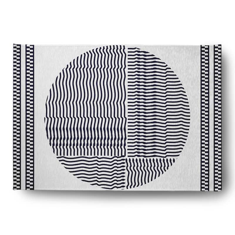 Geo Circle Rug - Spring Navy - 4' x 6'