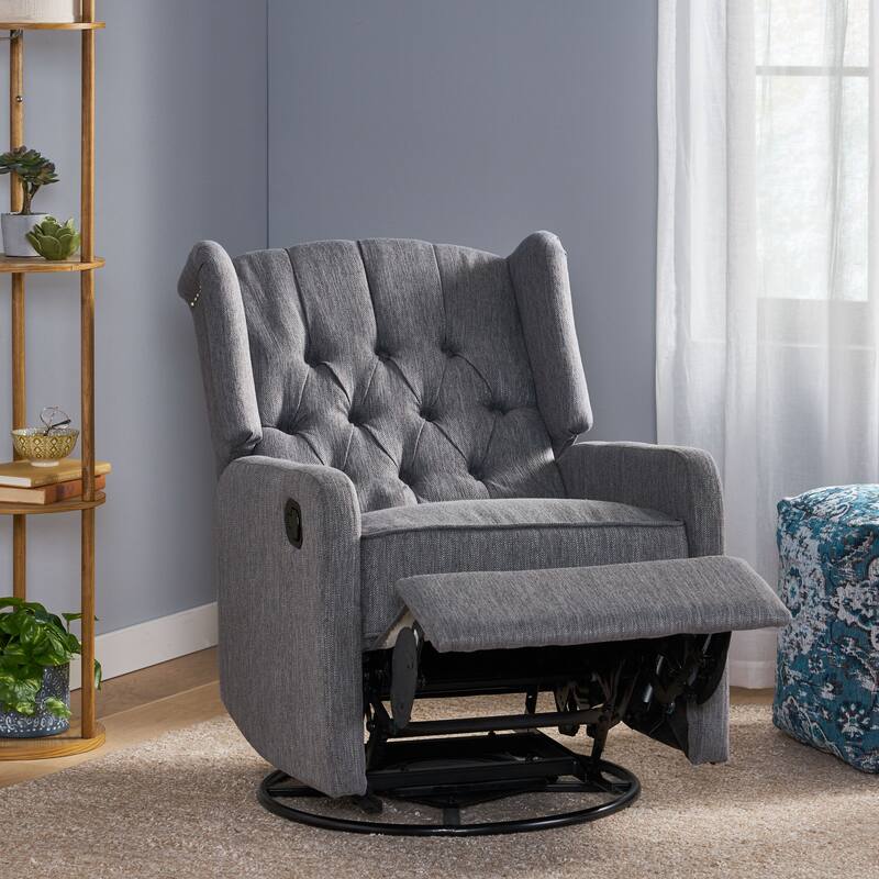 360° Rotation Lounge Chair with Classic Style for Living Room or Bedroom, Lever-Control Recliner for Reading & Relaxation