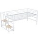 preview thumbnail 12 of 15, White Twin Size Metal Mid Loft Bed with Storage Stairs and Fence