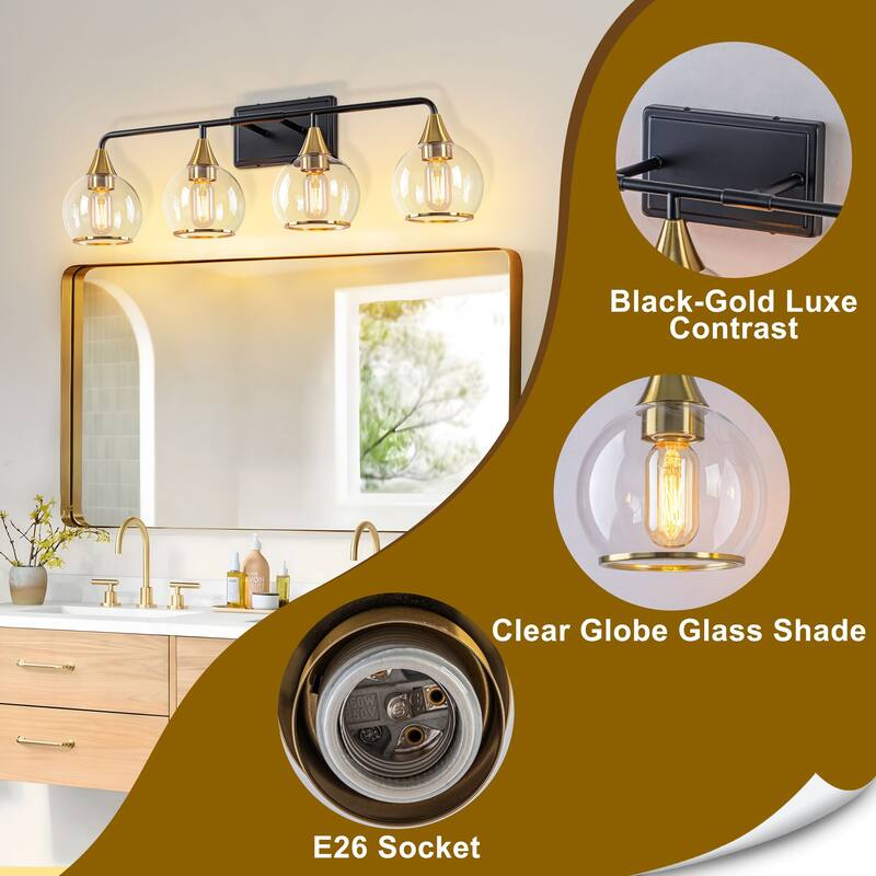 Starsky 3/4 Lights Modern Vanity Light Clear Globe Glass Shades
