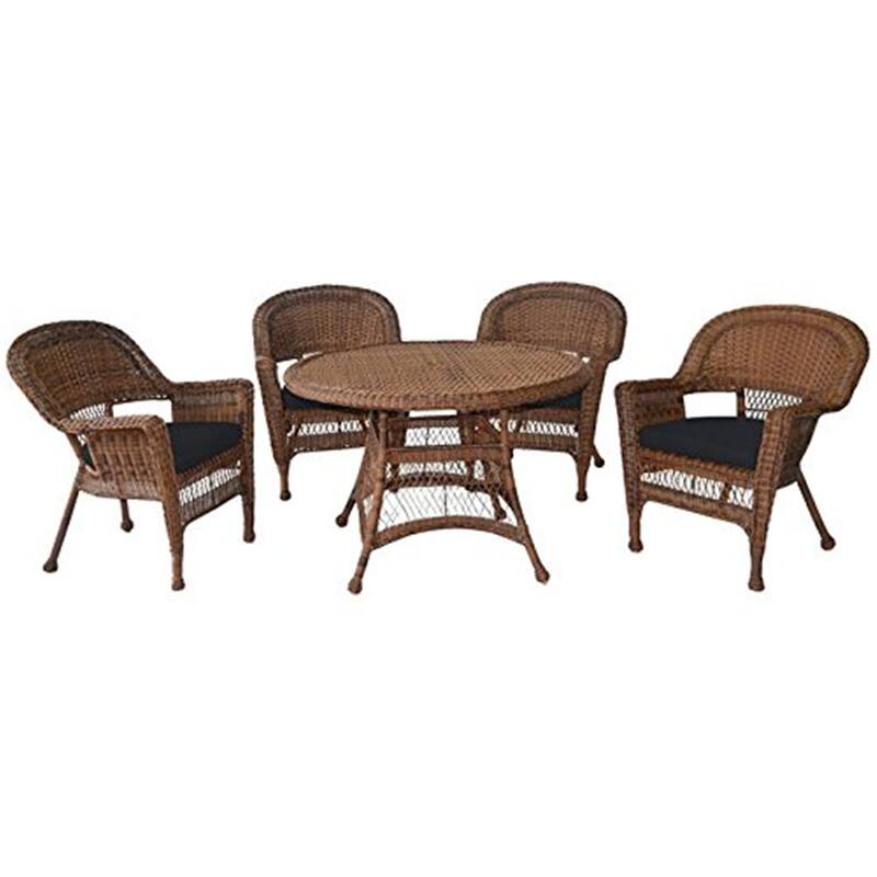 Outdoor Dining Set Patio Furniture Set Comfort Chairs Table Black Cushions