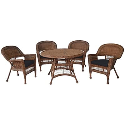Outdoor Dining Set Patio Furniture Set Comfort Chairs Table Black Cushions