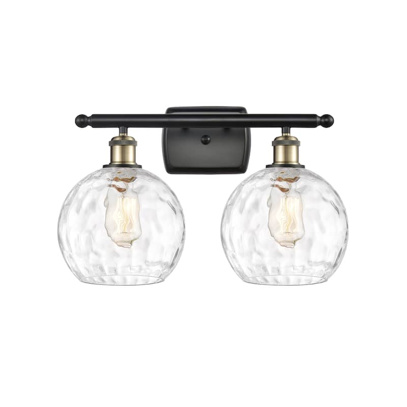 Innovations Lighting Athens Water Glass 2 Light 18" Bath Vanity Light - Black Antique Brass