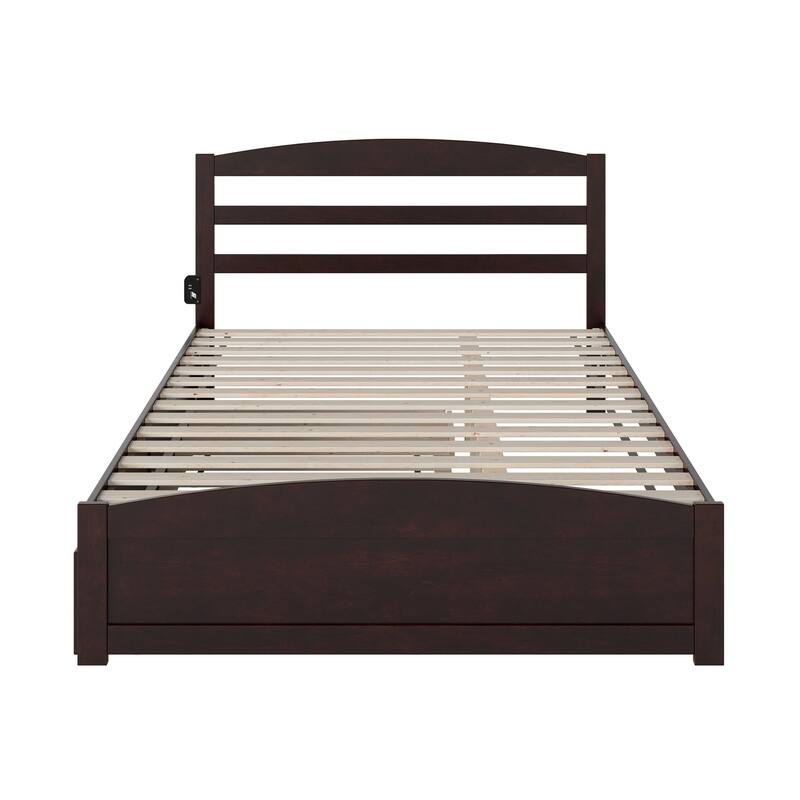 Warren Solid Wood Platform Bed with Footboard and Twin XL Trundle