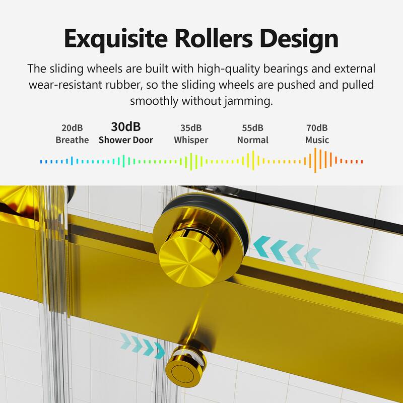 56-60 inches W *76 inches H Frameless Double Sliding - Gold