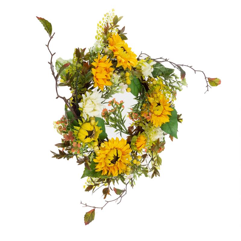 Pure Garden 22-Inch Artificial Sunflower Wreath