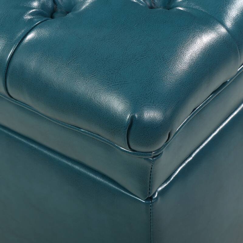 Hastings Tufted Faux Leather Storage Ottoman by Christopher Knight Home
