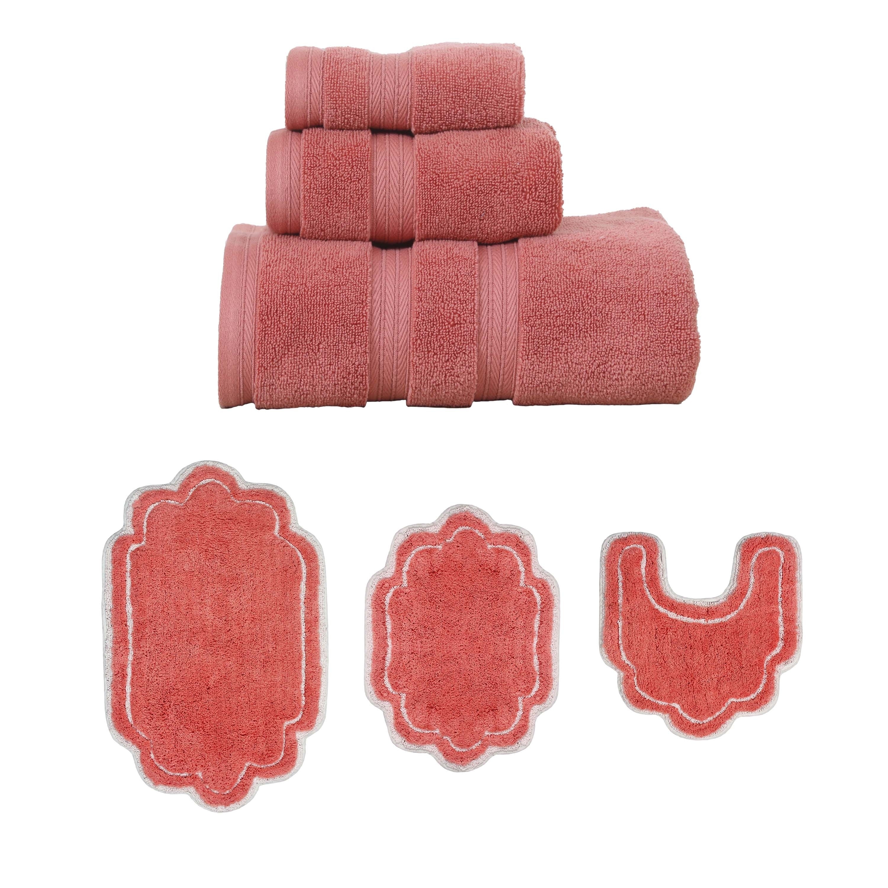 Home Weavers Allure Collection 100% Soft Cotton Super Absorbent 3 Pcs Towel Set & 3 Pc Bath Rug Set, Machine Wash (Set of 6)