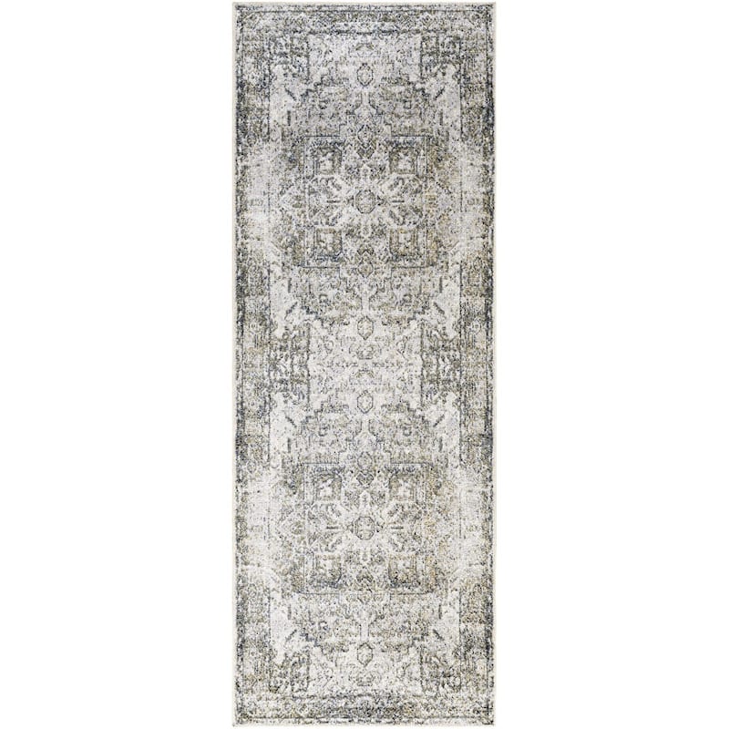 Livabliss Traditional Lillian Medallion Washable Area Rug - 2'7" x 7'3" - Beige/Yellow - Rectangle