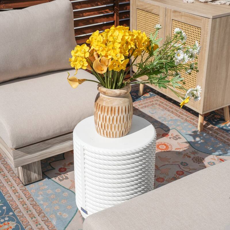 3-piece Outdoor Aluminum Sofa Set with Sponge-filled Cushion and Coffee Table