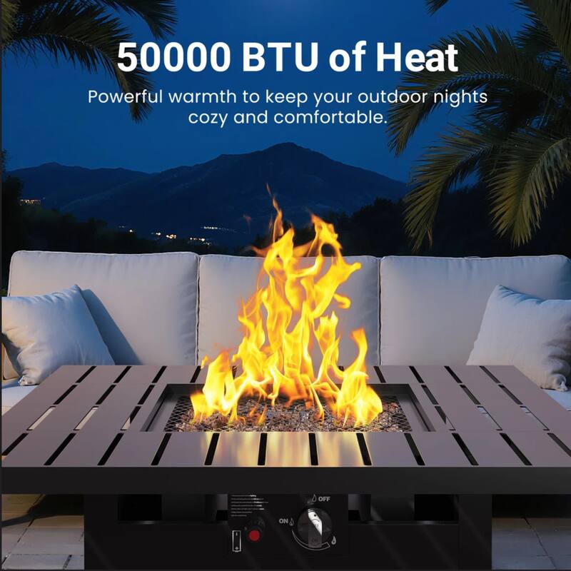 30" 2-in1 Black Fireplace Table, 50000 BTU CSA Certified, with Waterproof Cover