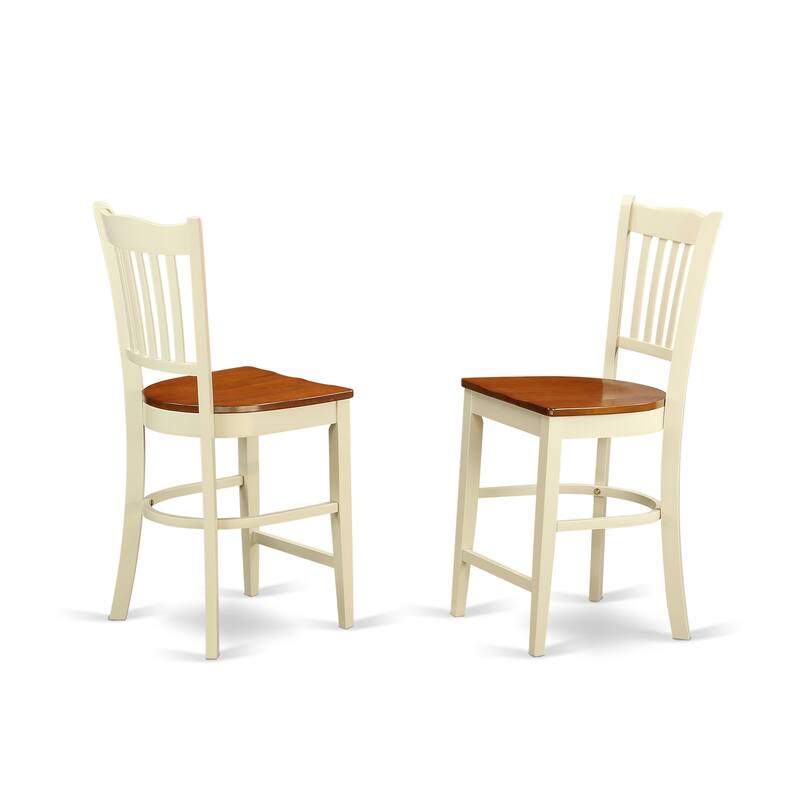 HomeStock 3-Pc Buttermilk and Cherry Solid Wood Top - Dining Room Set - Seats 4