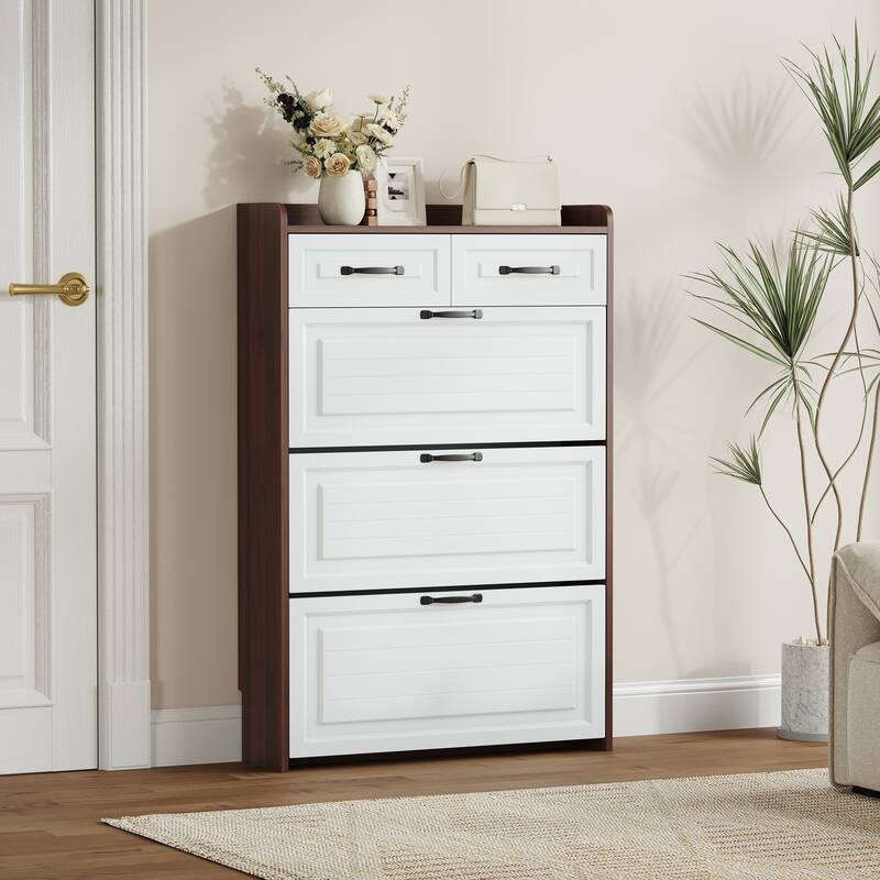Shoe Cabinet With 3 Doors 2 Drawers, Large Space For Storage