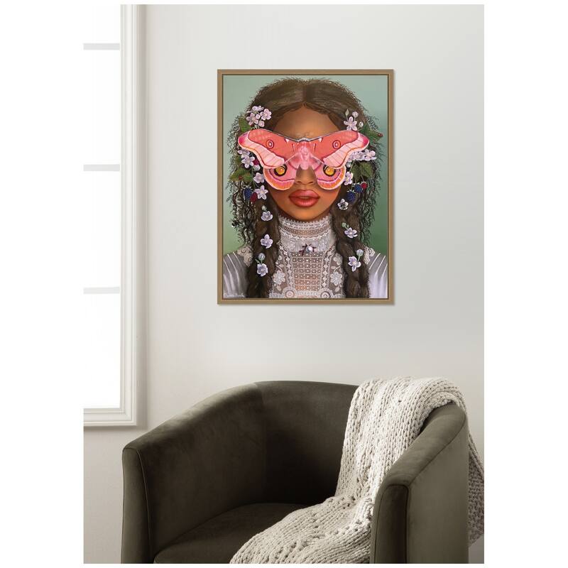 Kate and Laurel In The Garden With Antheia by Charlotte Brindley Framed Canvas Wall Art Print