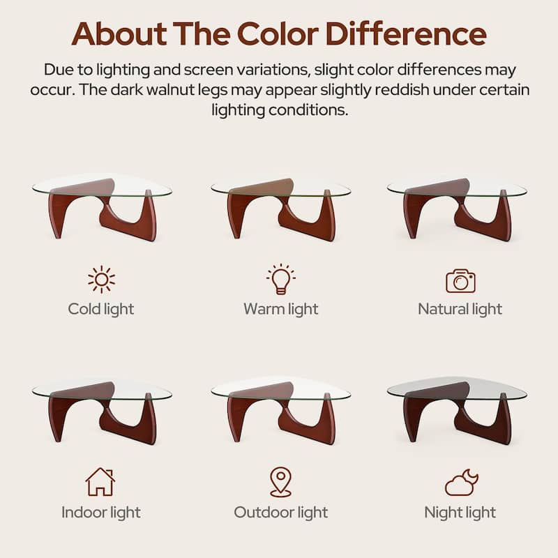 Mid Century Triangle Coffee Table Tempered Glass Top With Rubber