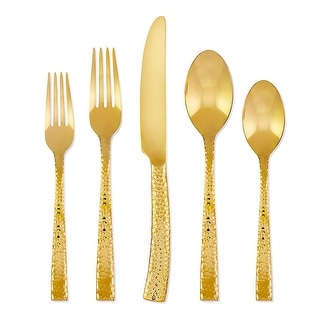 Argent Orfèvres™ Paris Hammered Gold - 20 Piece Place Setting, Service for 4, Titanium