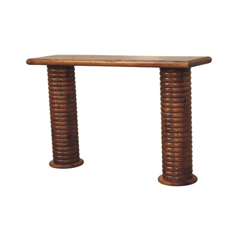 Artisan Furniture Solid Wood Sculpted Leg Console, Brown
