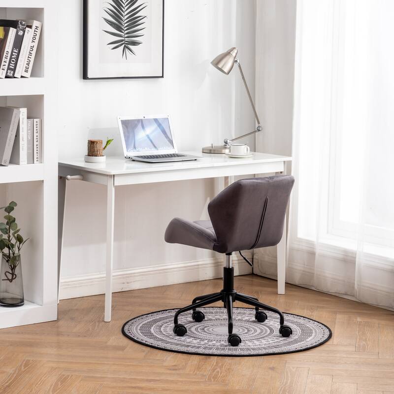 Elegant Tufted Velvet Office Chair with 360° Swivel, Adjustable Height, Memory Foam Cushion, and Ergonomic Back Support