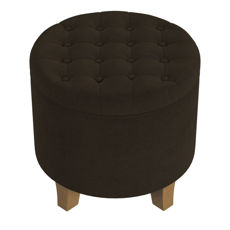 Carson Carrington Hare Button-tufted Round Storage Ottoman