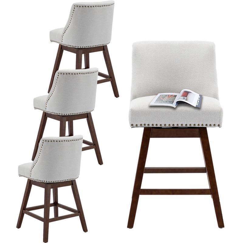 Counter Height Swivel Nail Head Upholstered Barstools Set of 4
