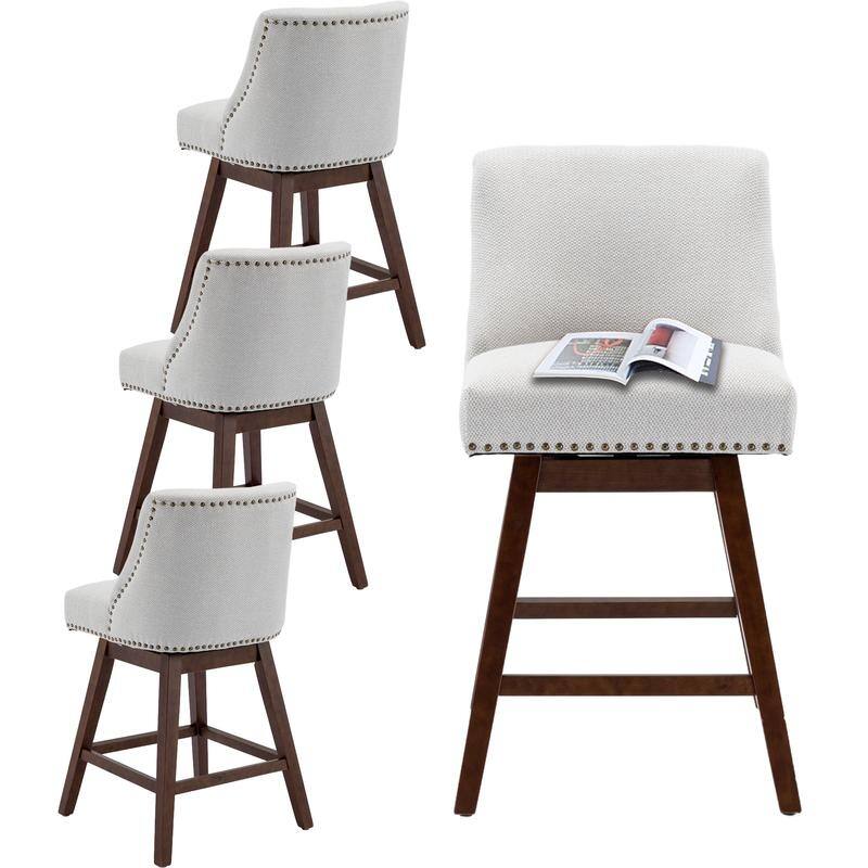 Counter Height Swivel Nail Head Upholstered Barstools Set of 6