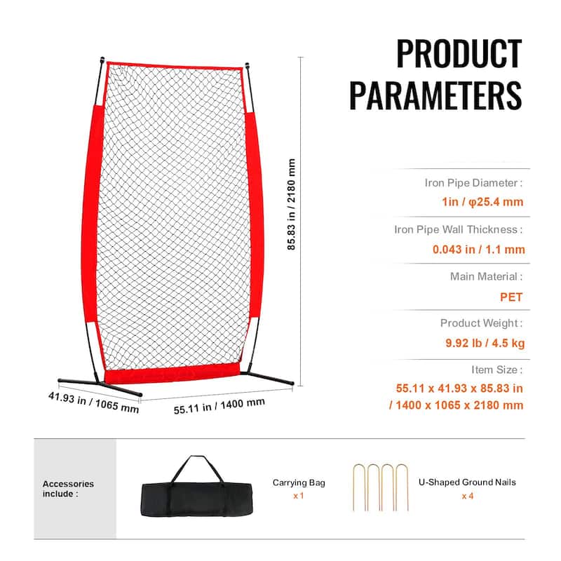 7 x 4 Feet Portable Baseball and Softball Body Protector Safety Screen with Carry Bag