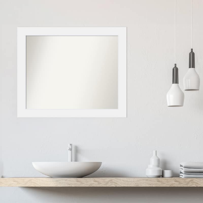 Corvino White Framed Non-Beveled Custom Wall Mirror, Bathroom Vanity Mirror